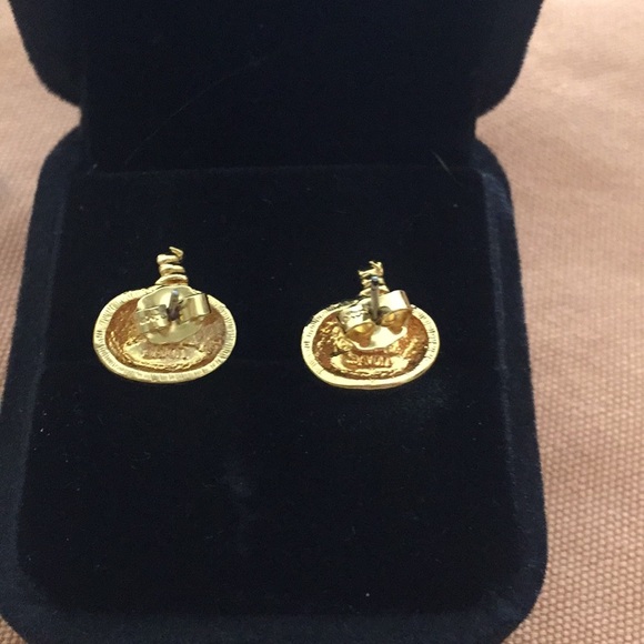 New Gold Pumpkin Earrings Orange Crystals - Picture 6 of 8